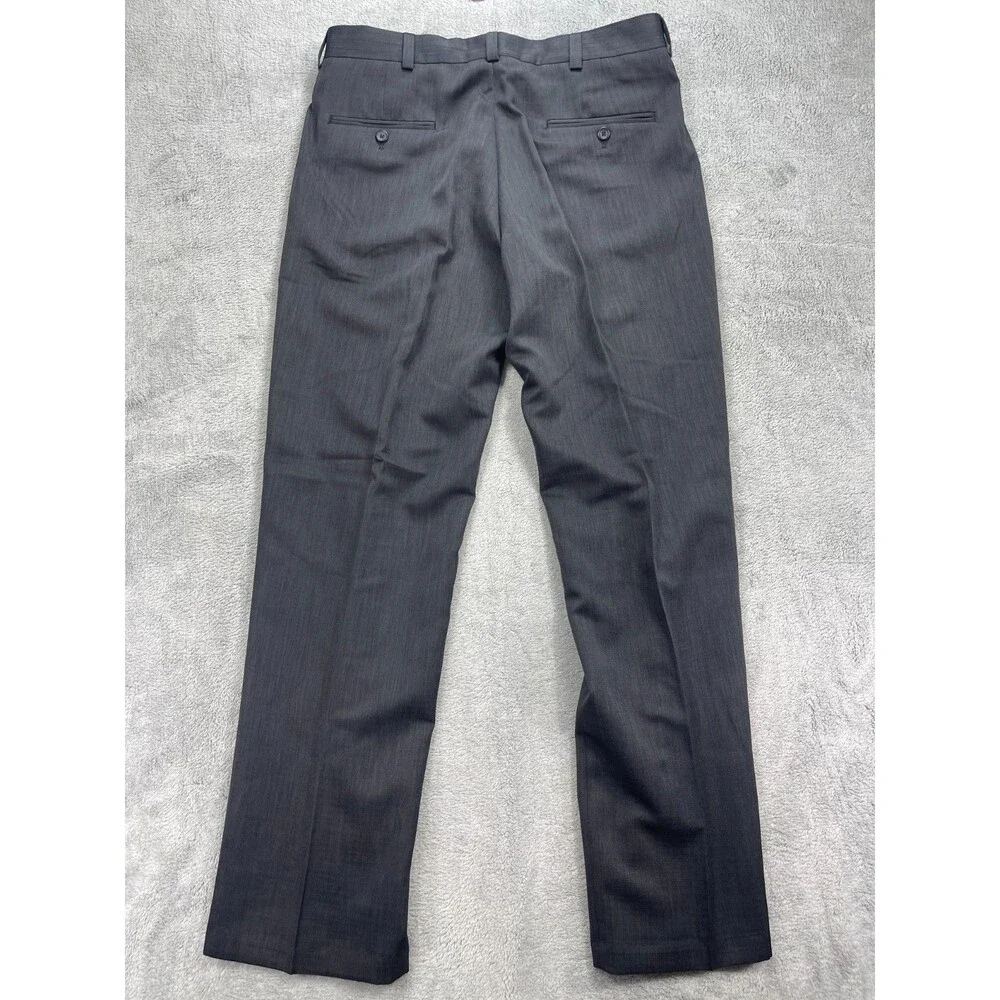 Kenneth Cole Reaction Dress Pants Mens 34x32 Charcoal Gray Textured Sitra Formal